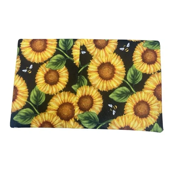 Hand Crafted Mug Rug Coaster Embroidered Cotton Fabric Padded Absorbs Sunflower - Picture 2 of 8